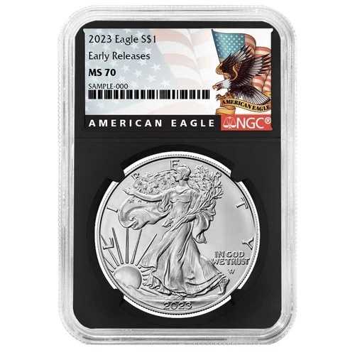 2023年 1ドル アメリカン シルバー イーグル NGC MS70 ER ブラックラベル レトロコア