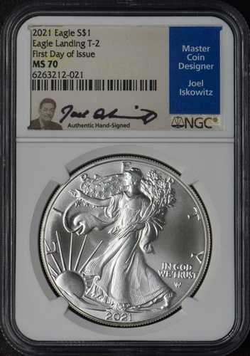 2021 T-2 アメリカン シルバー イーグル - NGC MS70 FDOI Iskowitz サイン入り - ?COINGIANTS?|WORLD RESOURCE【QUEEN店】