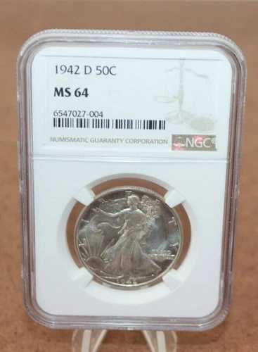 1942-D ウォーキング・リバティ・ハーフダラー NGC MS64 [072WEJ]｜WORLD RESOURCE【QUEEN店】