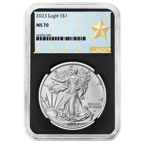 2023年 1ドル 1オンス アメリカンシルバーイーグル NGC MS70 ウェストポイント スターラベル レトロコア