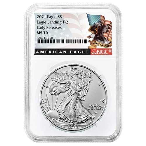 2021年 1ドル タイプ2 アメリカン シルバー イーグル NGC MS70 ER ブラックラベル