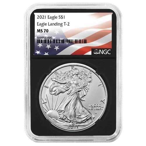 2021年 1ドル 1オンス T-2 アメリカンシルバーイーグル NGC MS70 フラッグラベル レトロコア