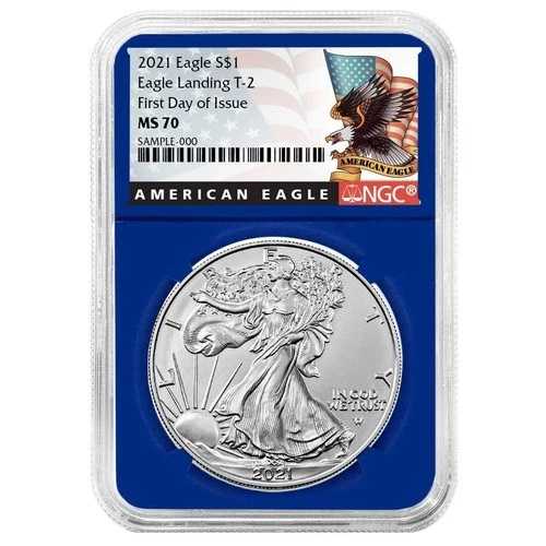 2021年 $1 タイプ2 アメリカンシルバーイーグル NGC MS70 FDI ブラックラベル ブルーコア 48,180円