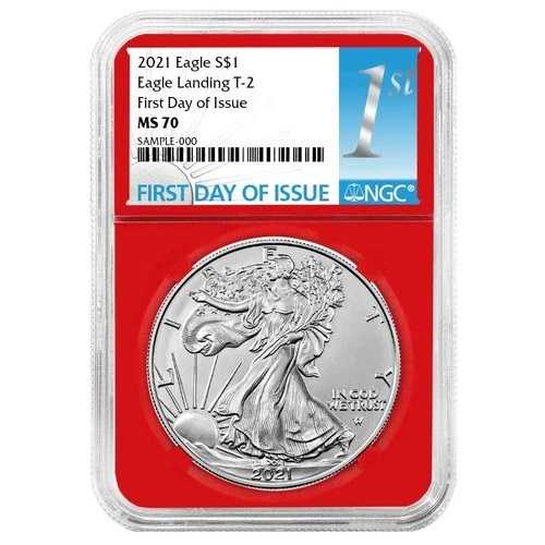 2021年 $1 タイプ2 アメリカンシルバーイーグル NGC MS70 FDI ファーストラベル レッドコア