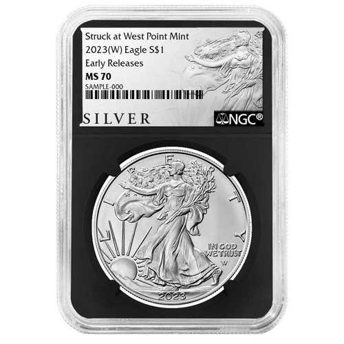 2023年 (W) $1 1オンス アメリカン シルバー イーグル NGC MS70 ER ALS ラベル レトロ コア