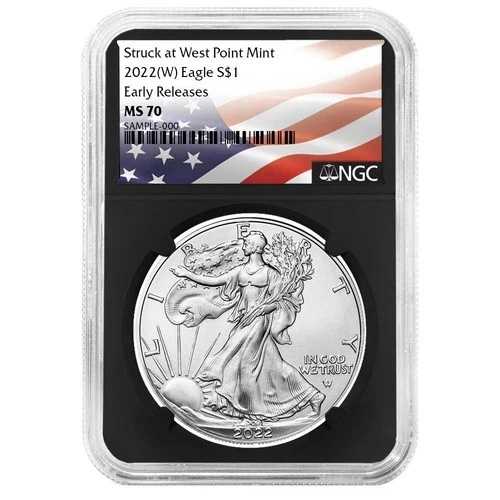 2022年 (W) $1 1オンス アメリカン シルバー イーグル NGC MS70 ER フラッグラベル レトロコア