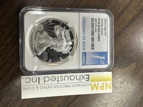 2018 W プルーフ シルバー イーグル NGC PF70 ウルトラカメオ 発行初日 FDI 1st ラベル