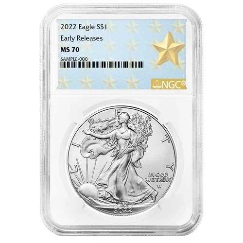 2022年 1ドル 1オンス アメリカンシルバーイーグル NGC MS70 ER ウェストポイントスターラベル