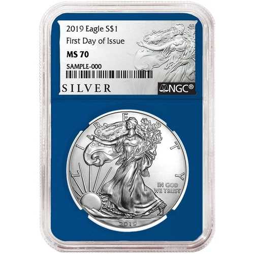 2019年 1ドル アメリカン シルバー イーグル NGC MS70 FDI ALS ラベル ブルーコア 48,180円