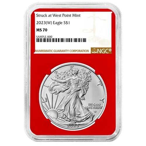 2023年 (W) $1 1オンス アメリカンシルバーイーグル NGC MS70 ブラウンラベル レッドコア