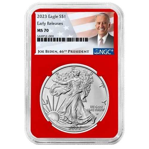 2023年 1ドル 1オンス アメリカンシルバーイーグル NGC MS70 ER バイデンラベル レッドコア
