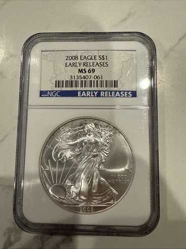 2008年 $1 アメリカンシルバーイーグル NGC MS69 アーリーリリース ブルーラベル|WORLD RESOURCE【QUEEN店】