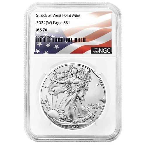 2022年 (W) 1ドル 1オンス アメリカン シルバー イーグル NGC MS70 フラッグラベル