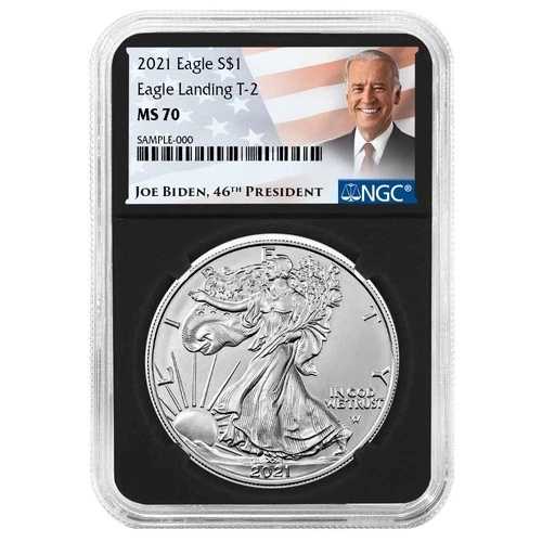 2021年 $1 タイプ2 アメリカンシルバーイーグル NGC MS70 バイデンラベル レトロコア