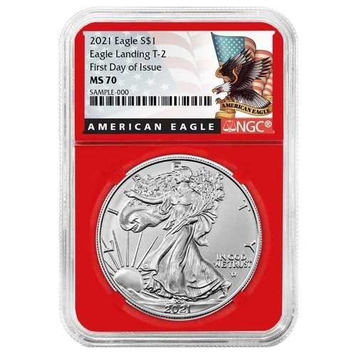 2021年 $1 1オンス T-2 アメリカンシルバーイーグル NGC MS70 FDI ブラックラベル レッドコア