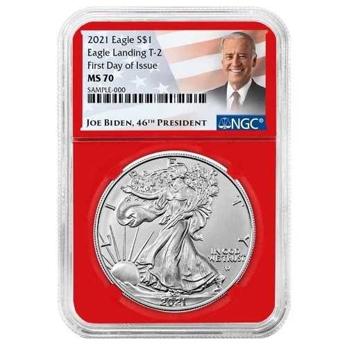 2021年 1ドル タイプ2 アメリカン シルバー イーグル NGC MS70 FDI バイデン ラベル レッドコア 48,180円