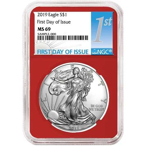 2019年 1ドル 1オンス アメリカンシルバーイーグル NGC MS69 FDI ファーストラベル レッドコア