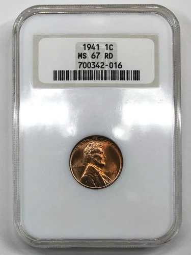1941年 P リンカーン ウィート セント NGC MS-67 RD - オールド ファッティ ホルダー
