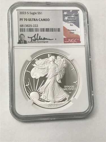 2023-S $1 1オンス .999 シルバーイーグル プルーフ サイン入り トーマス・ウラム NGC PF70 ウルトラカメオ 48,180円