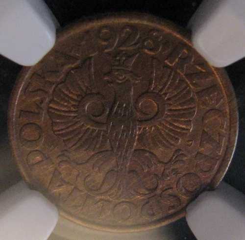 1 Grosz 1928 ポーランド NGC MS63 BN 着色緑青 ポーランド 銅