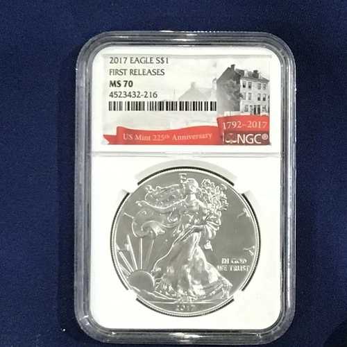 2017年 アメリカンシルバーイーグル ジェムパーフェクト NGC MS70 ファーストリリース E8215