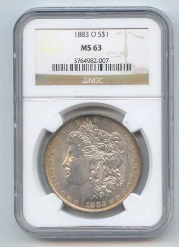 1883-O モルガン銀貨、NGC MS-63