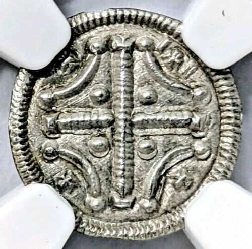 シュテファン2世 ハンガリー NGC MS-62 銀貨 1116-1131年 聖なるキリスト教十字架