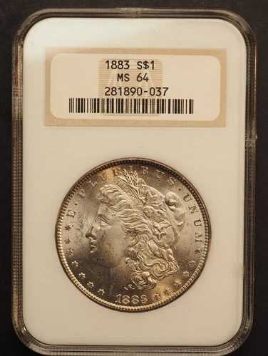 1883 *P* モーガン シルバー 1ドル NGC MS64**ファッティホルダー **送料無料 G1664 48,180円