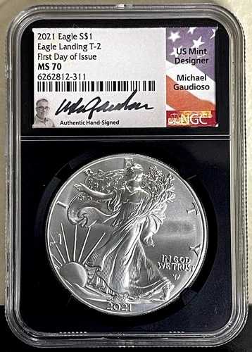 2021 イーグル S$1 イーグルランディング T-2 初日発行 MS70 NGC サイン M.Gaudioso 48,180円
