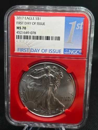2017年アメリカンシルバーイーグル ? NGC MS70 ? 発行初日 ? レッドホルダーとブルー