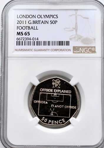 2011年オリンピック サッカー 50ペンス オフサイド ロンドン 2012 MS65 NGC 英国 未使用｜WORLD RESOURCE【QUEEN店】