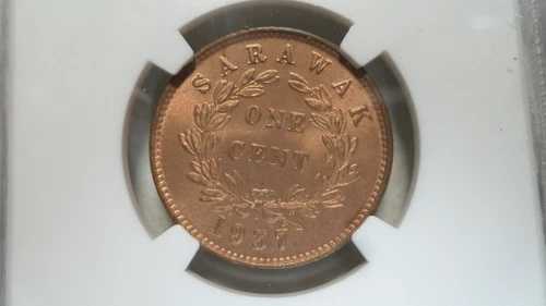 サラワク マレーシア 1 セント、1937 H、NGC MS 64 RB 48,180円