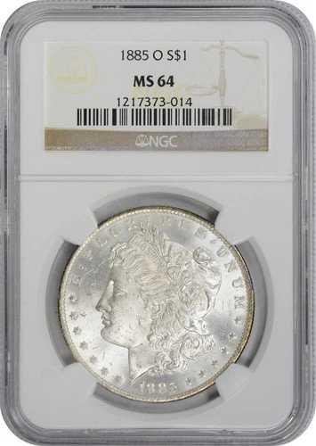 1885-O モルガン銀貨 MS64 NGC