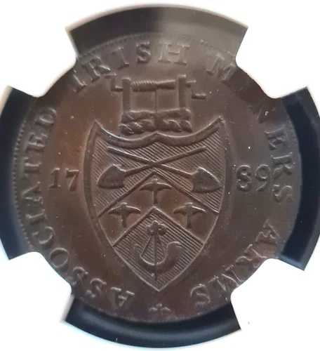NGC AU 50 BN 1789 アイルランド ウィックロー CRONEBANE コンダー ハーフペニー D&H 43c