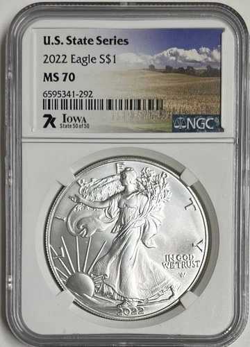 2022 シルバーイーグル S$1 米国州シリーズ アイオワ MS70 NGC
