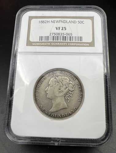 1882 H ニューファンドランド カナダ 50セント 銀貨 NGC VF25 認定