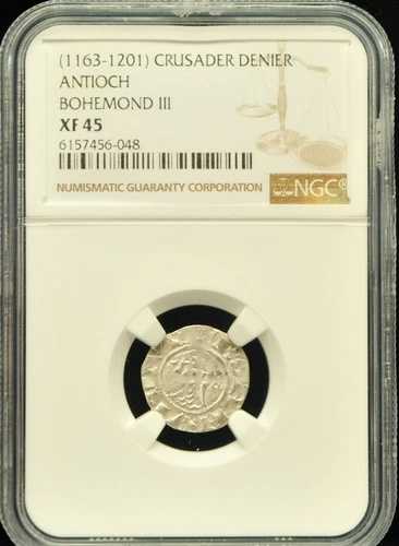 (1163-1201) クルセイダー デニール アンティオキア ボエモン III NGC XF 45 #H944