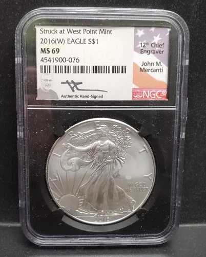 2016 W シルバーイーグル NGC MS69 ジョン・マーカンティ 直筆サインラベル 48,840円