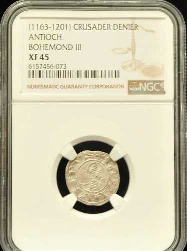 (1163-1201) 十字軍デニール アンティオキア ボエモン3世 NGC XF 45 #H950