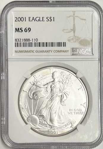 2001年アメリカンシルバーイーグル MS69 NGC