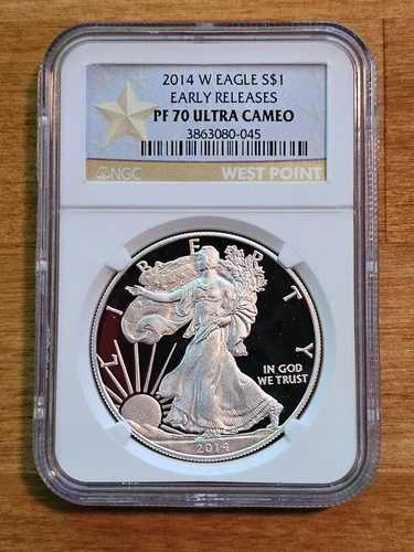2014 W シルバーイーグル NGC PF 70 ウルトラカメオ アーリーリリース ウェストポイント ゴールドスター