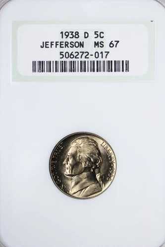 GEM++ BU 1938-D ジェファーソンニッケル NGC MS67 オールドファッターホルダー ZAHA 48,180円