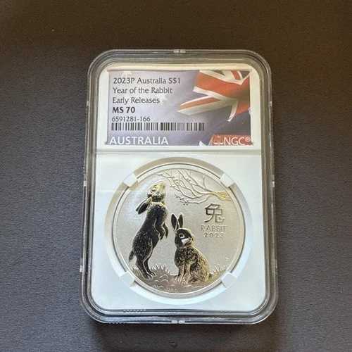 2023P オーストラリア S$1 銀貨 1オンス .9999 NGC MS70 卯年 早期リリース