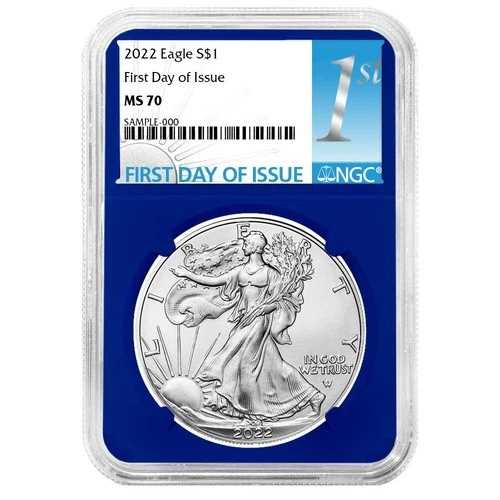 2022年 1ドル 1オンス アメリカンシルバーイーグル NGC MS70 FDI ファーストラベル ブルーコア