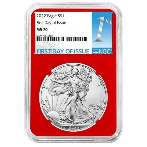 2022年 1ドル 1オンス アメリカンシルバーイーグル NGC MS70 FDI ファーストラベル レッドコア