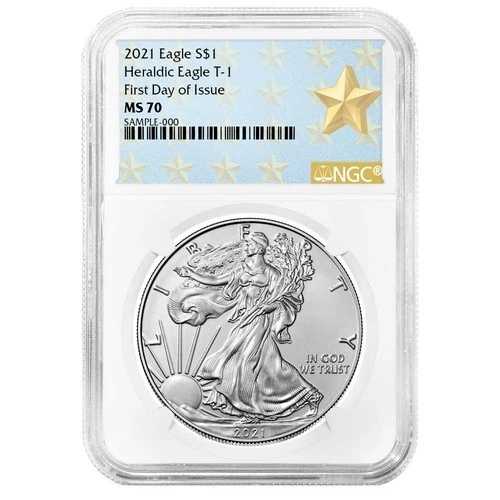 2021年 1ドル タイプ1 アメリカン シルバー イーグル NGC MS70 FDI ウェストポイント スターラベル