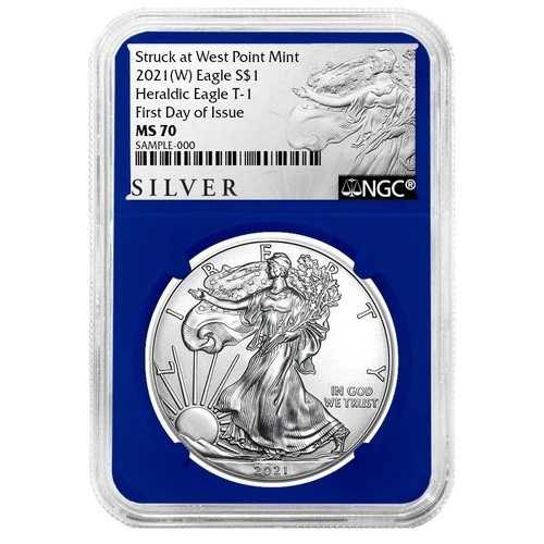 2021年 (W) $1 1オンス T-1 アメリカンシルバーイーグル NGC MS70 FDI ALSラベル ブルーコア