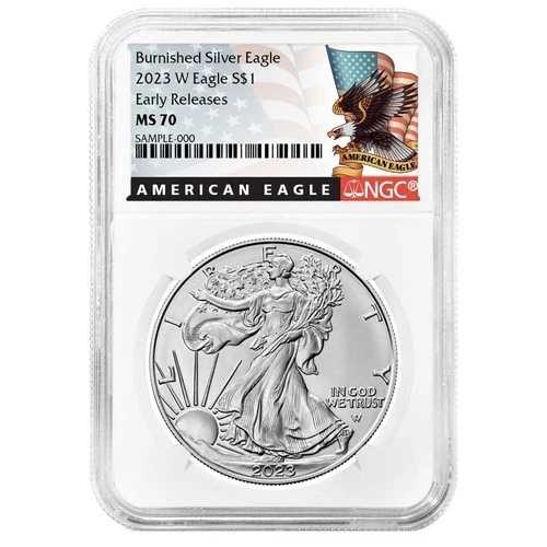 2023-W $1 1オンス バーニッシュド アメリカン シルバー イーグル NGC MS70 ER ブラックラベル