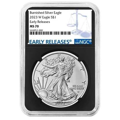 2023-W バーニッシュド 1ドル アメリカン シルバー イーグル NGC MS70 ER ブルーラベル レトロコア