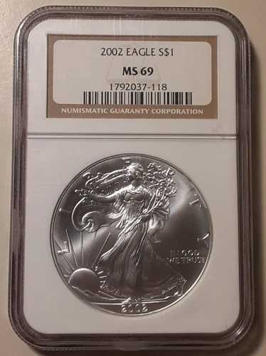 2002年 イーグル S$1 NGC MS69 アメリカンシルバーイーグル .999 良品 (#30c-13007/643)